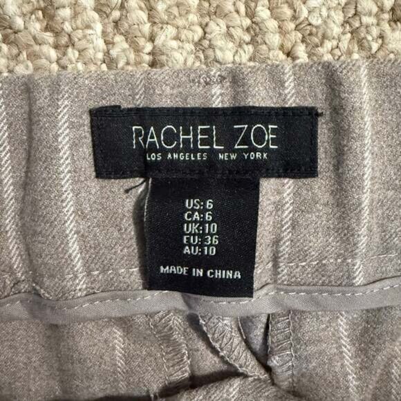 Rachel Zoe Striped White Gray Pleated Flare Bell Bottoms Linen Pants - Picture 2 of 2